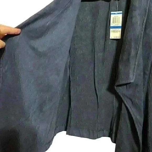 Alfani Jacket Women's PXL (Petite X-Large) Modern Navy Pleather Open Front NWT - Picture 3 of 8